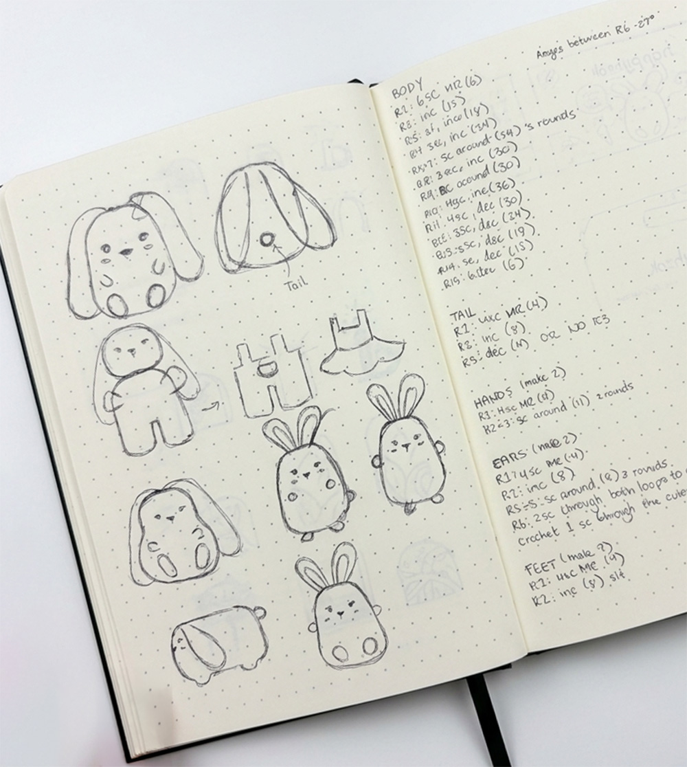 Process Photo of Crocheting Bunny