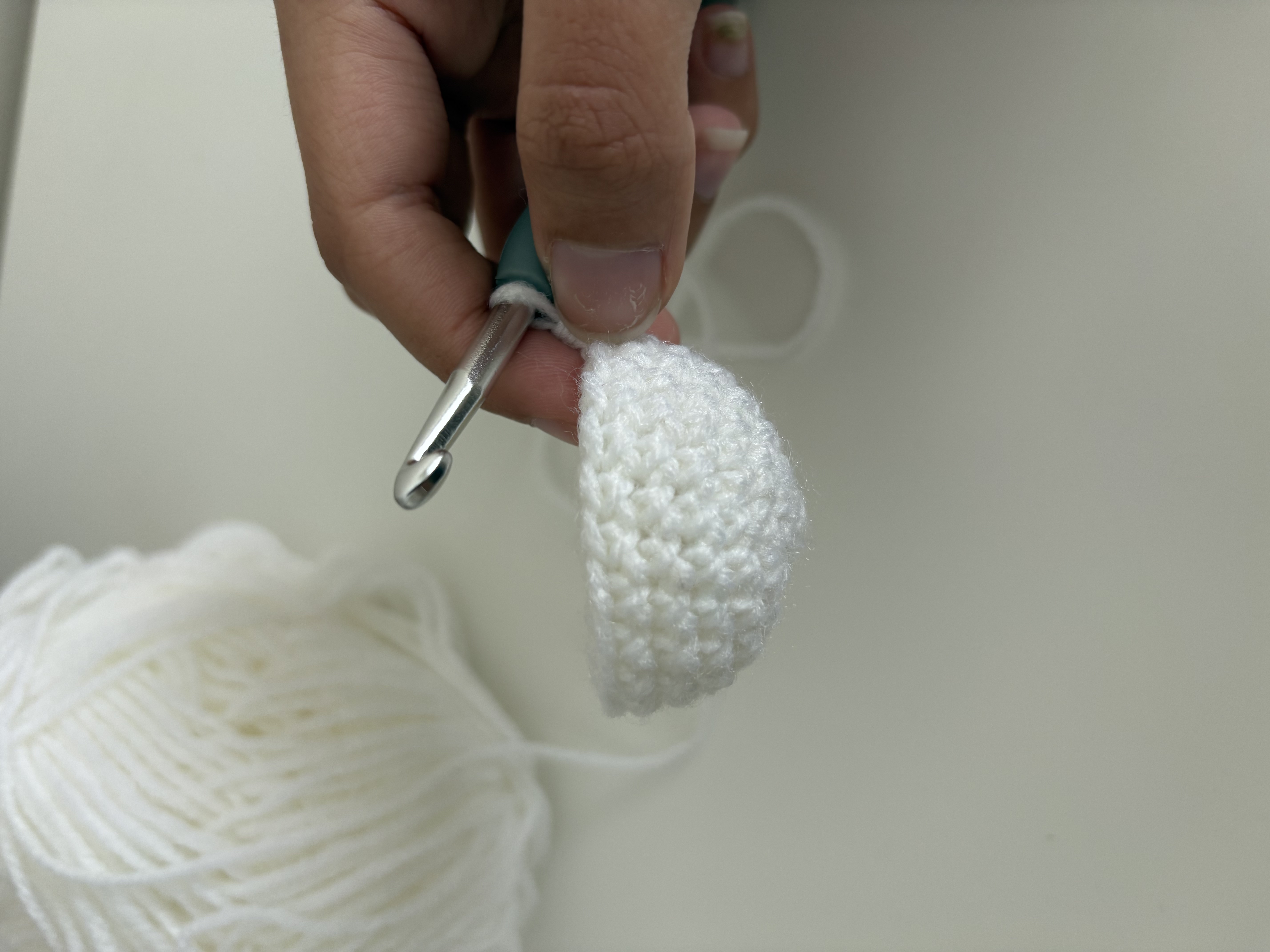 Process Photo of Crocheting Bunny